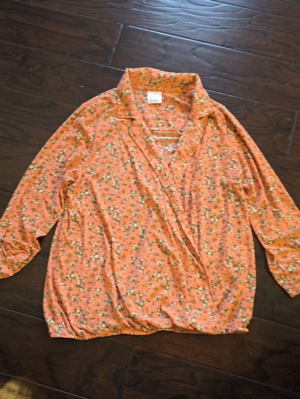 Women's Coral Floral Wrap Blouse